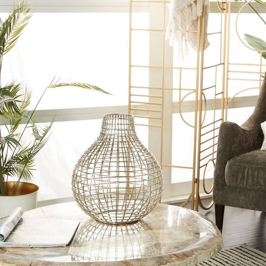 CosmoLiving by Cosmopolitan Silver Iron Modern Vase, 13" x 13" x 14"